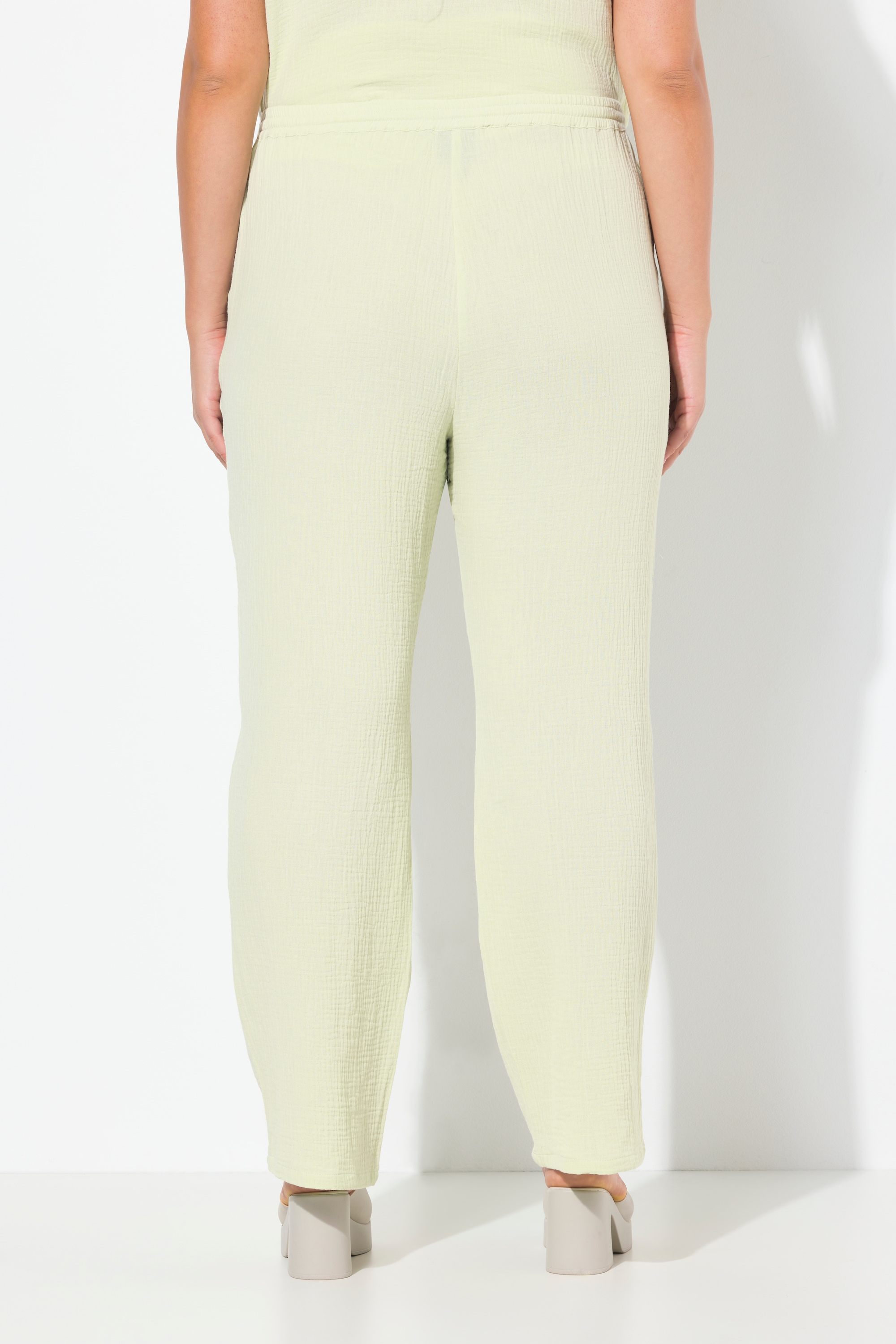 Ulla Popken Damen große Größen Musselin Schlupfhose Rose weites Bein