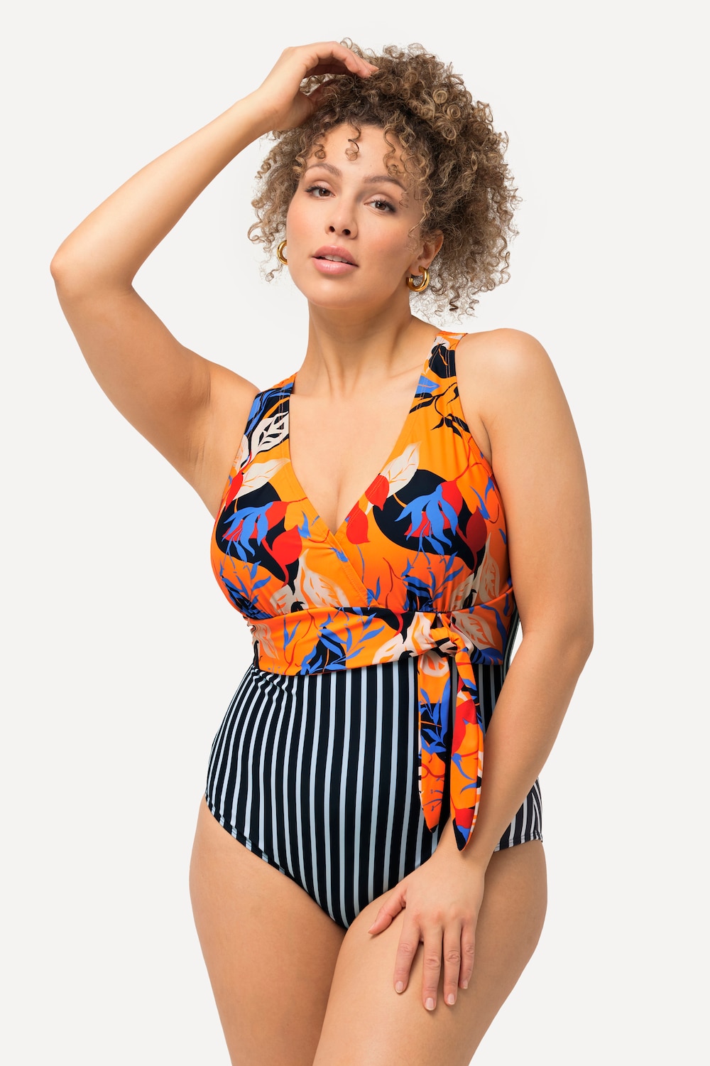 Grote Maten Badpak, Dames, oranje, Maat: 50, Polyester/Synthetische vezels/Elastaan, Ulla Popken