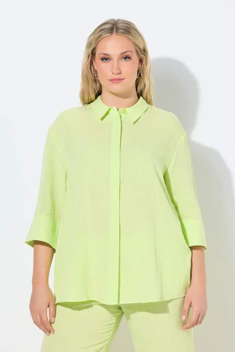 Hemdbluse, Rückenfalte, Hemdkragen, 3/4-Arm