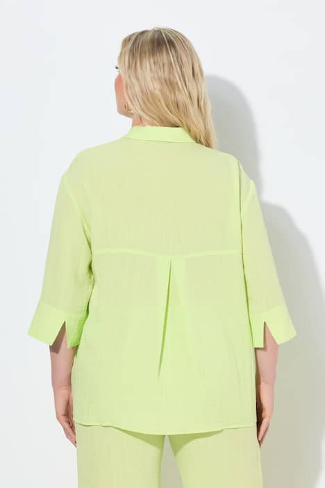 Hemdbluse, Rückenfalte, Hemdkragen, 3/4-Arm