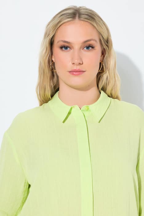 Hemdbluse, Rückenfalte, Hemdkragen, 3/4-Arm