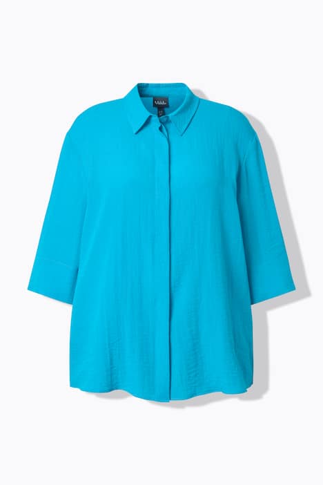 Hemdbluse, Rückenfalte, Hemdkragen, 3/4-Arm