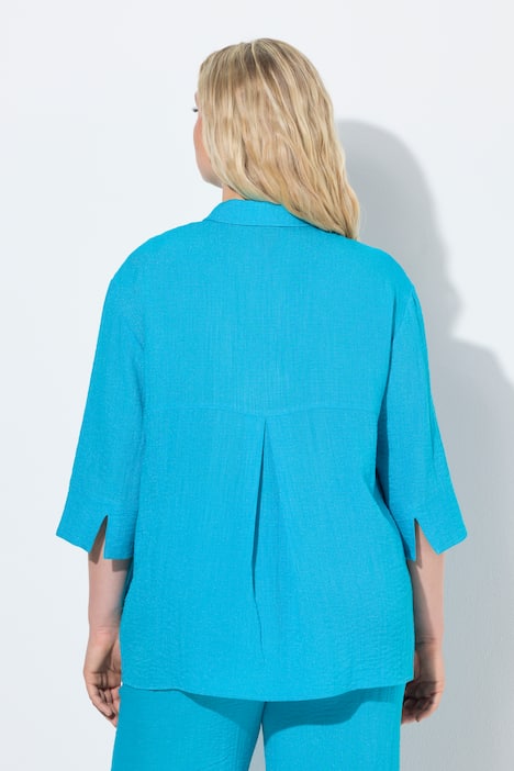 Hemdbluse, Rückenfalte, Hemdkragen, 3/4-Arm