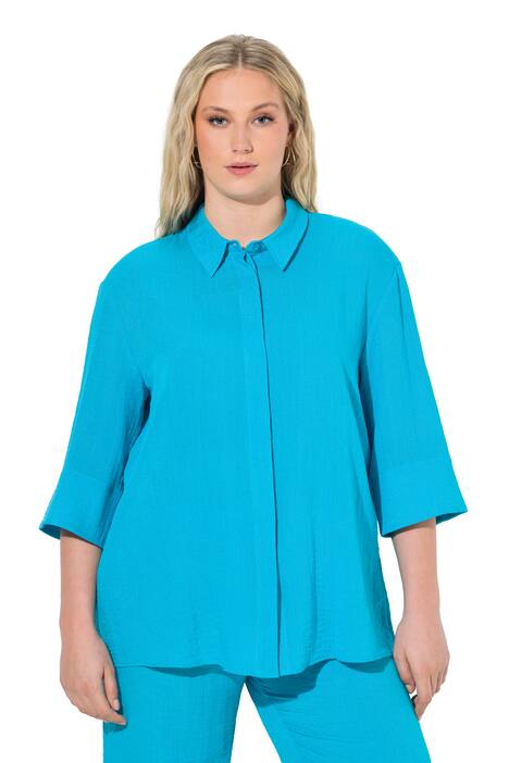 Košilová halenka, mix viskózy, límeček, 3/4 rukávy