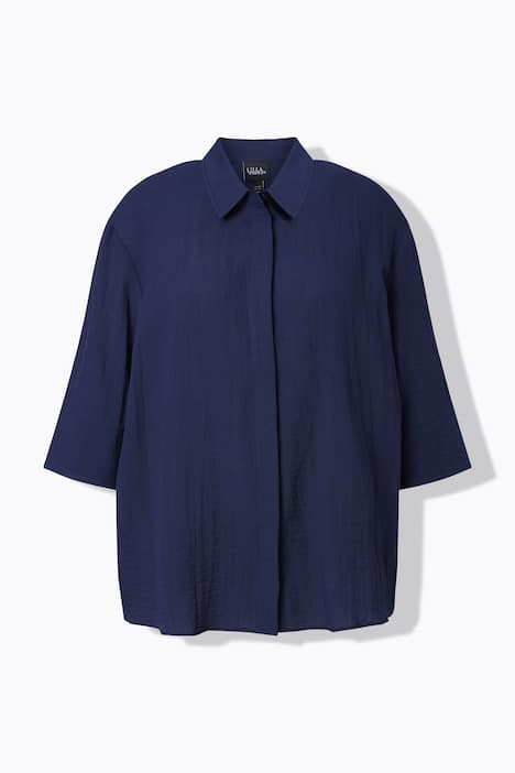 Hemdbluse, Rückenfalte, Hemdkragen, 3/4-Arm