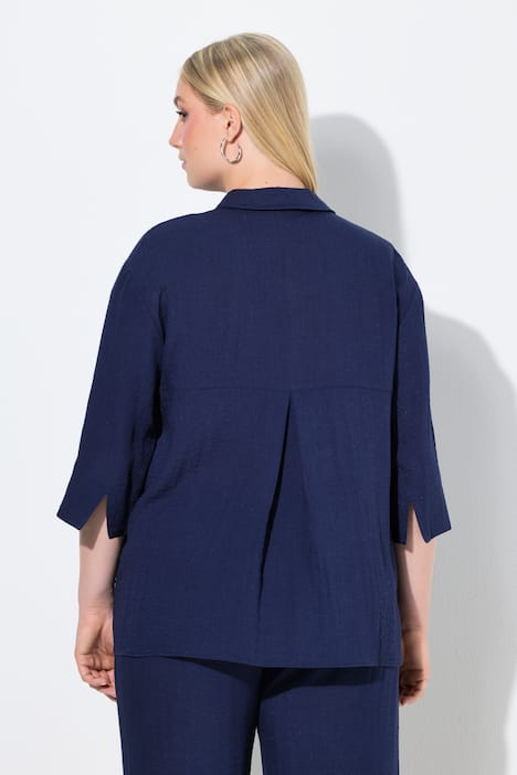 Hemdbluse, Rückenfalte, Hemdkragen, 3/4-Arm