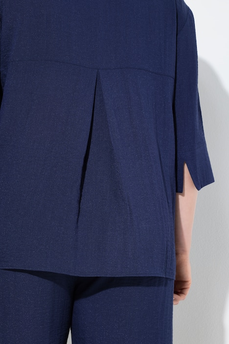 Hemdbluse, Rückenfalte, Hemdkragen, 3/4-Arm