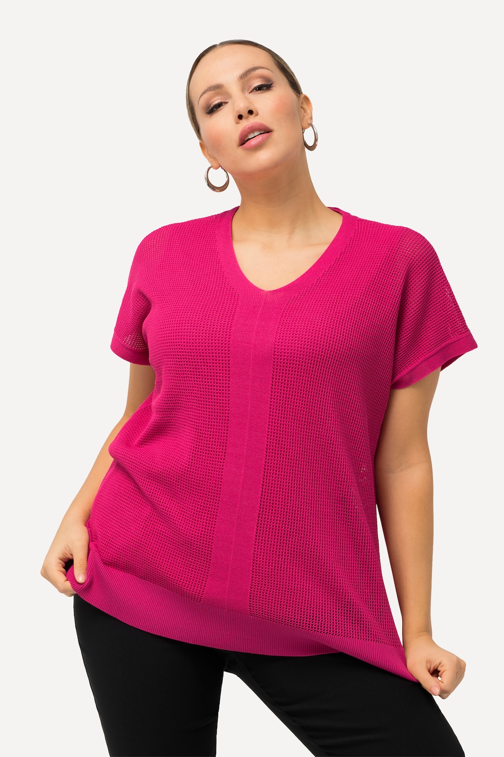 Große Größen Pullover, Damen, rosa, Größe: 46/48, Viskose/Synthetische Fasern/Polyester, Ulla Popken