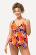 Tankini med bladmønster, bløde skåle, justerbare stropper. Recycled materiale