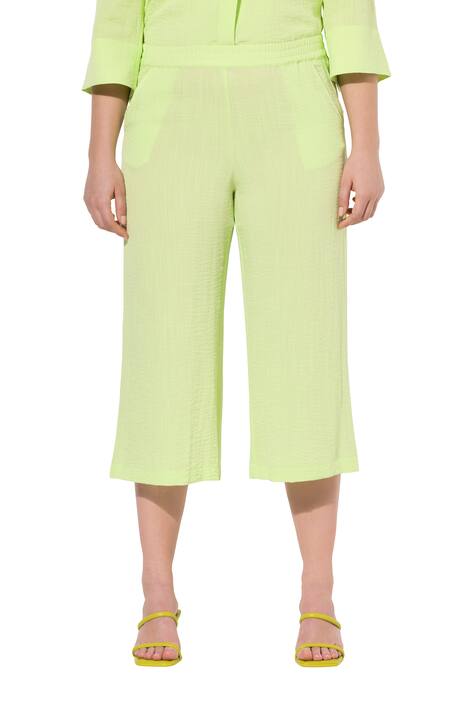 Široké kalhoty, délka k lýtkům, široké nohavice, elastický pas