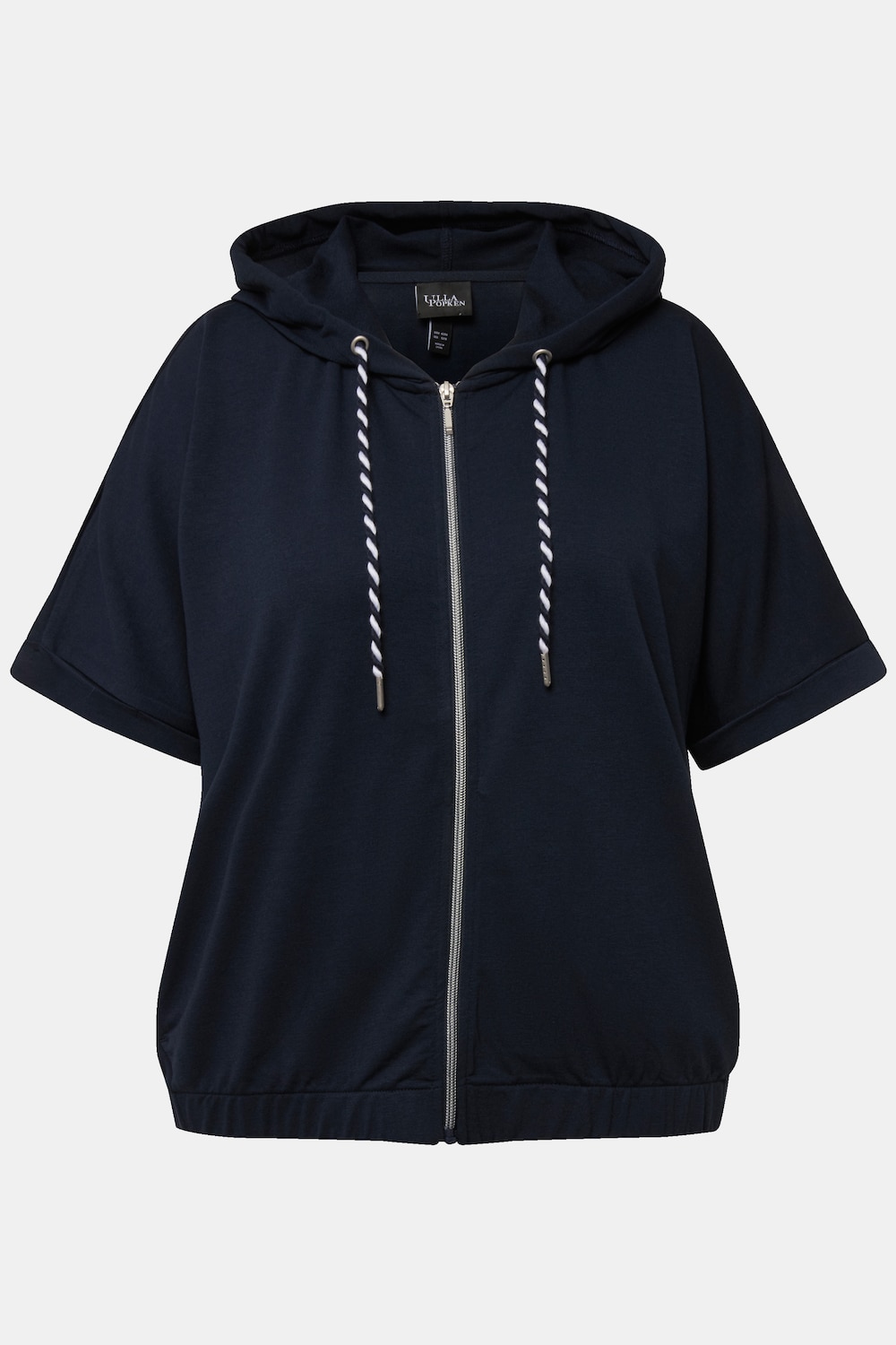Stora storlekar Hoodie-jacka, Dam, blå, storlek: 50/52, Polyester/Viskos, Ulla Popken