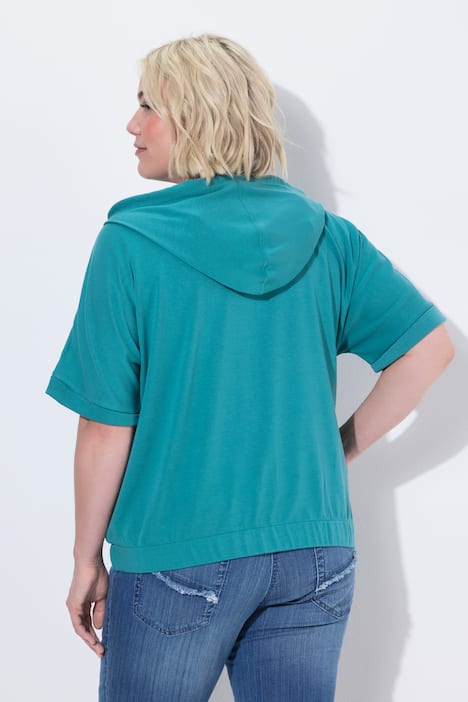 Hoodie-Jacke, Oversized, Kapuze, elastischer Saum