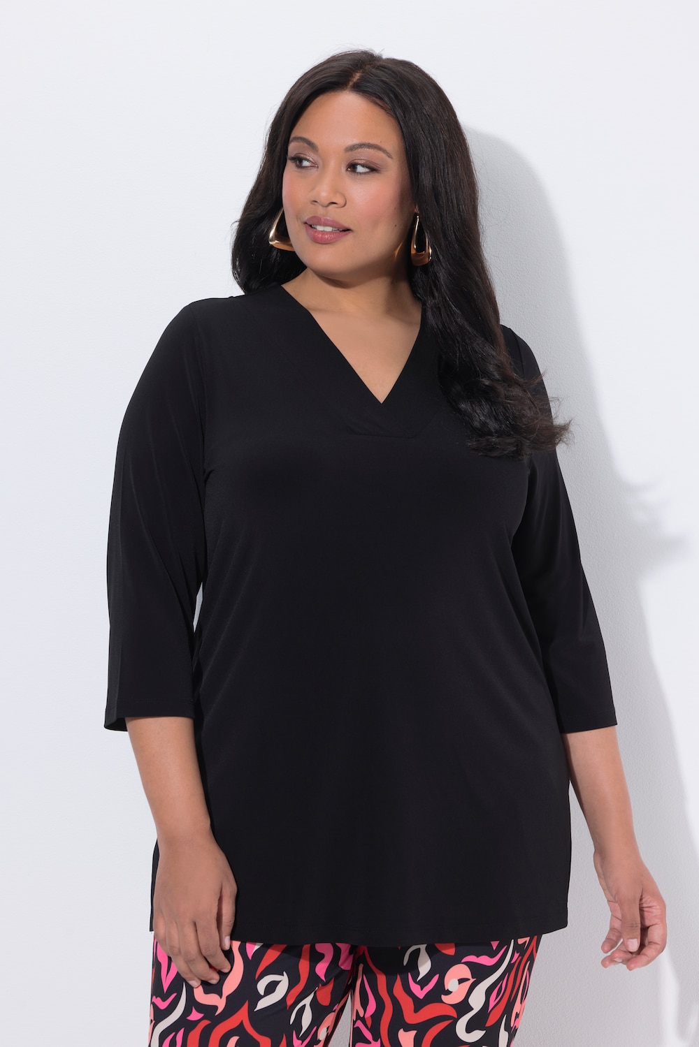 Thumbnail - Große Größen Longshirt, Damen, schwarz, Größe: 46/48, Polyester, Ulla Popken