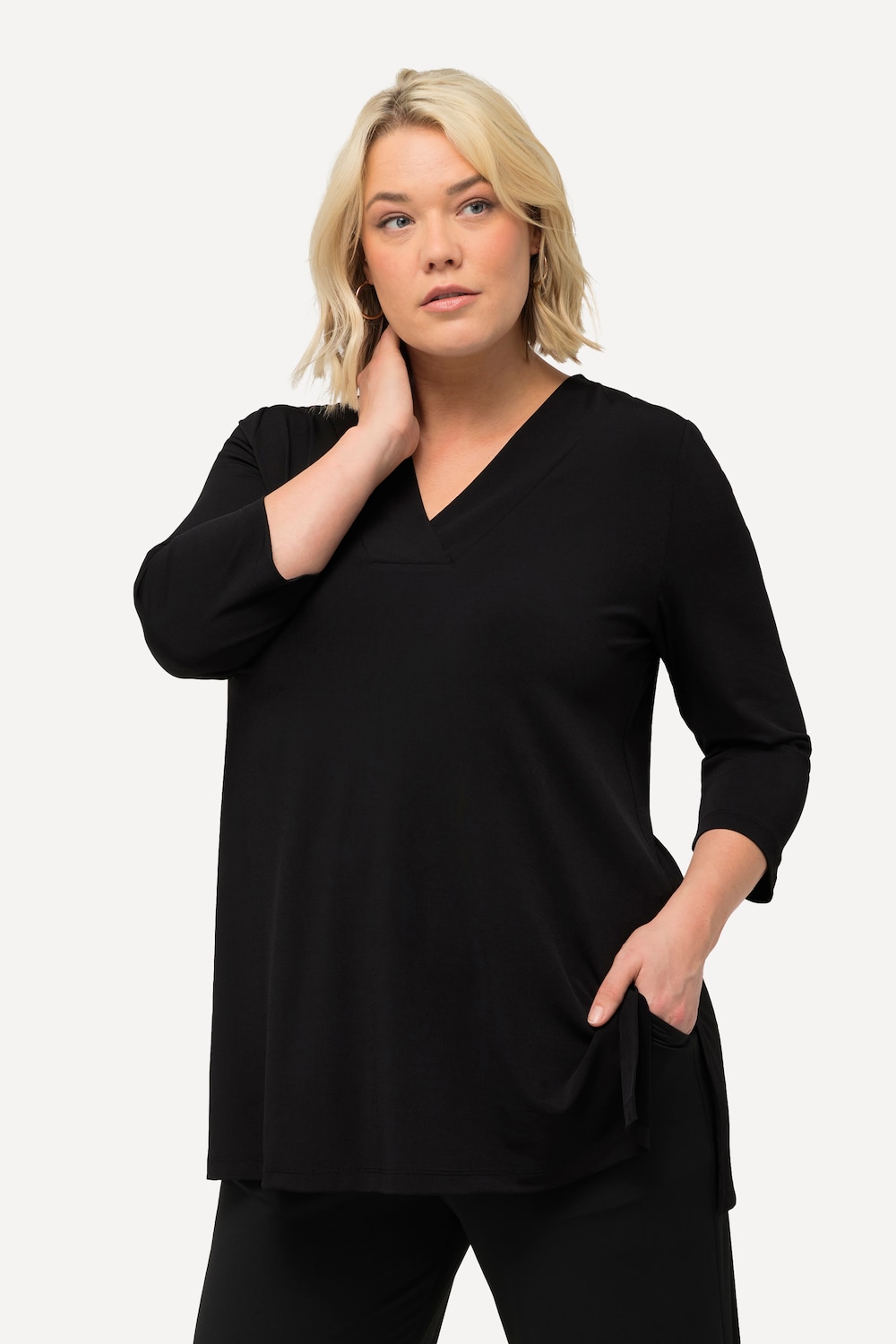 Große Größen Longshirt, Damen, schwarz, Größe: 66/68, Polyester, Ulla Popken