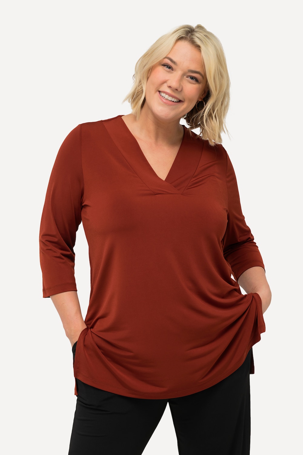 Große Größen Longshirt, Damen, orange, Größe: 62/64, Polyester, Ulla Popken