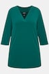 Matte Jersey V-Neck Swing Vented Three Quarter Sleeve Tunic