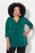 Matte Jersey V-Neck Swing Vented Three Quarter Sleeve Tunic