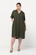 Sukienka mini, oversize, kołnierz koszulowy, dekolt w serek, rękaw 1/2