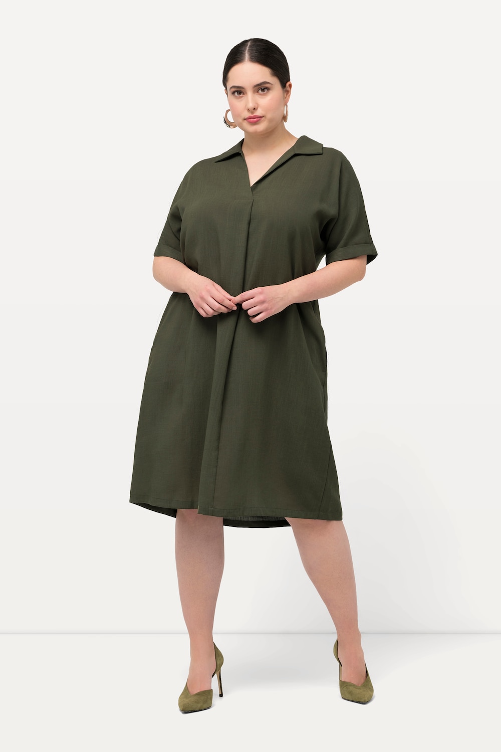 Grote Maten Mini-jurk, Dames, bruin, Maat: 62/64, Viscose/Synthetische vezels, Ulla Popken