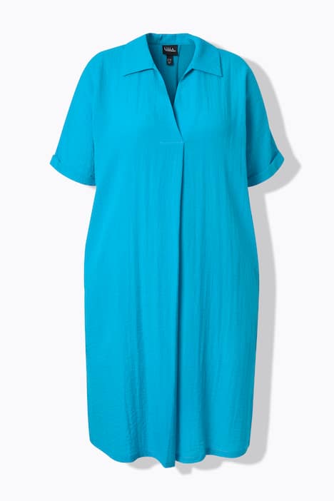 Minikleid, oversized, Hemdkragen, V-Ausschnitt, Halbarm