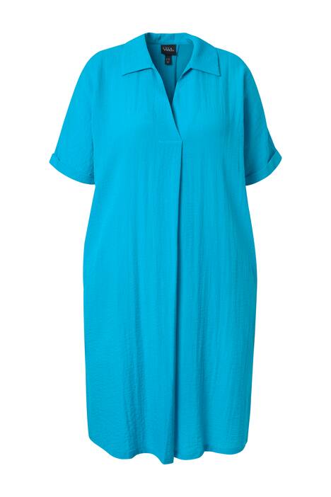 Mini šaty, oversize, límeček, výstřih do V, krátké rukávy