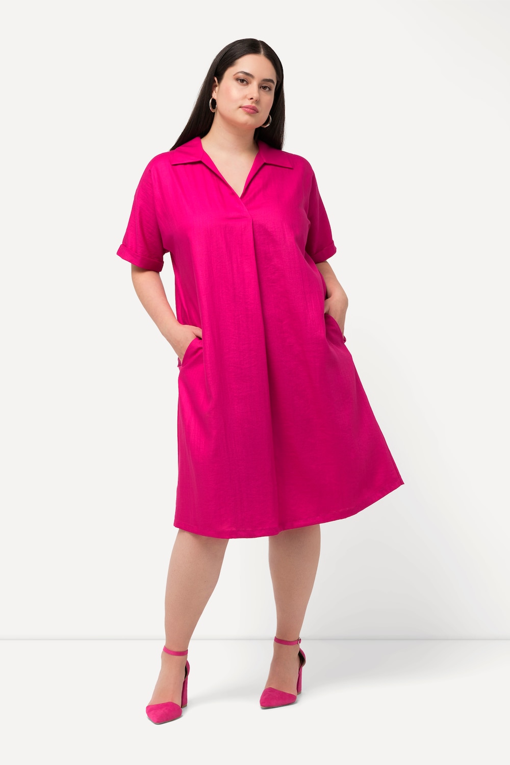 Grote Maten Mini-jurk, Dames, roze, Maat: 42/44, Viscose/Synthetische vezels, Ulla Popken