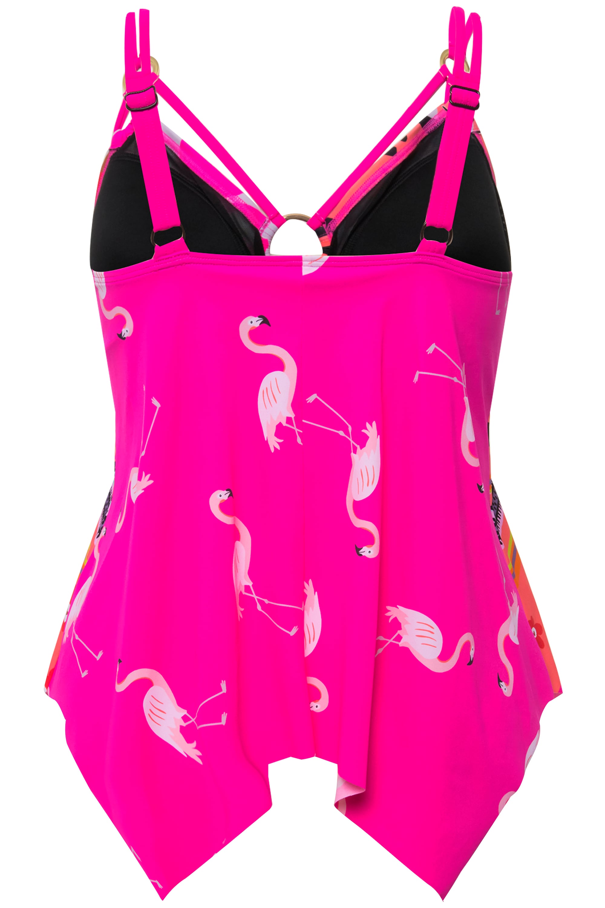 Ulla Popken Damen große Größen Tankini Flamingos Softcups Träger verstellbar