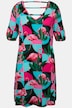 Jerseykleid, Flamingos, A-Linie, V-Ausschnitt, Halbarm