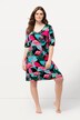 Jerseykleid, Flamingos, A-Linie, V-Ausschnitt, Halbarm