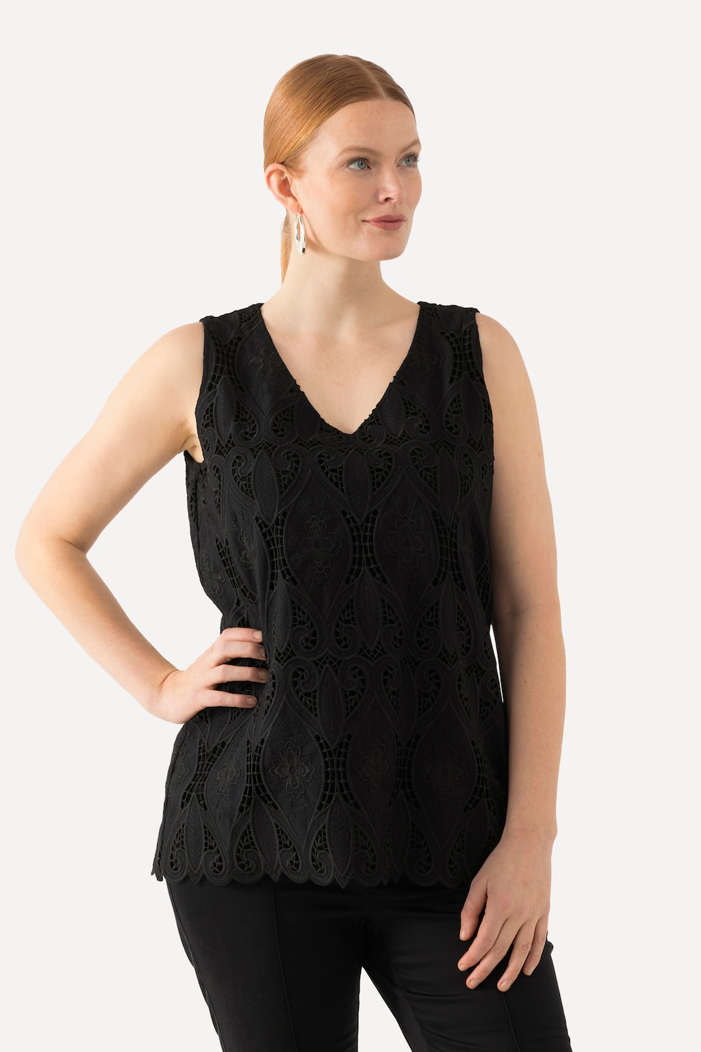 Große Größen Top, Damen, schwarz, Größe: 54/56, Viskose/Polyester/Baumwolle, Ulla Popken
