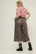 Culotte, wijde pijpen, imitatieleer, elastische tailleband