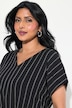 Jersey mini-jurk, structuur, V-hals, mouwloos