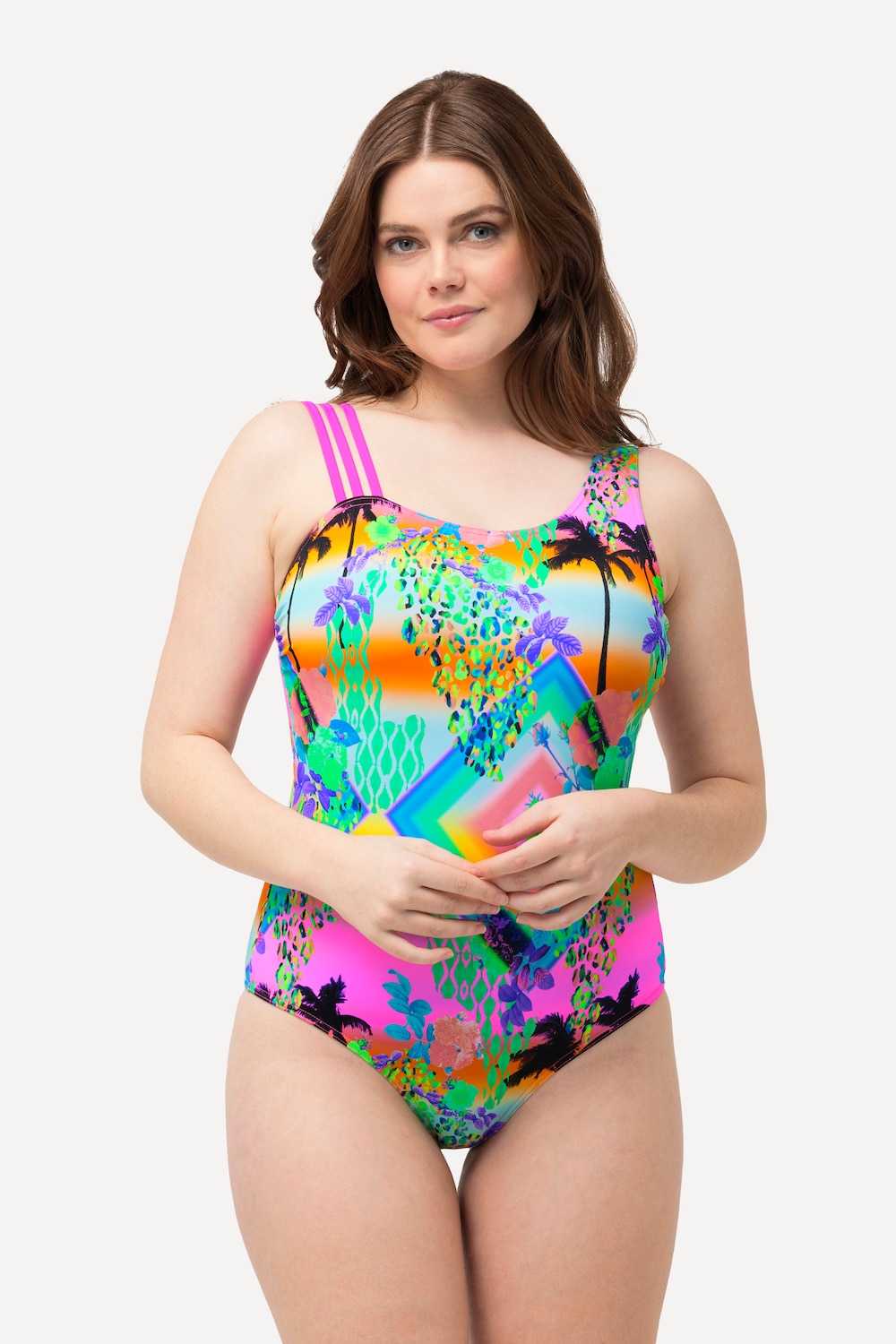 Große Größen Badeanzug, Damen, orange, Größe: 62, Polyester/Synthetische Fasern/Elasthan, Ulla Popken