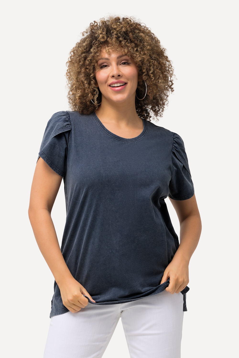 Grote Maten t-shirt, Dames, blauw, Maat: 46/48, Katoen, Ulla Popken