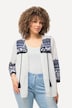 Chaqueta tipo blusa, flecos, línea A, cuello redondo, manga 3/4