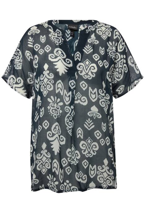 Halenka, A střih, ozdobné sklady, tunikový výstřih, krátké rukávy