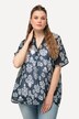Bluzka, krój trapezowy, ozdobna plisa, tunikowy dekolt, rękaw 1/2