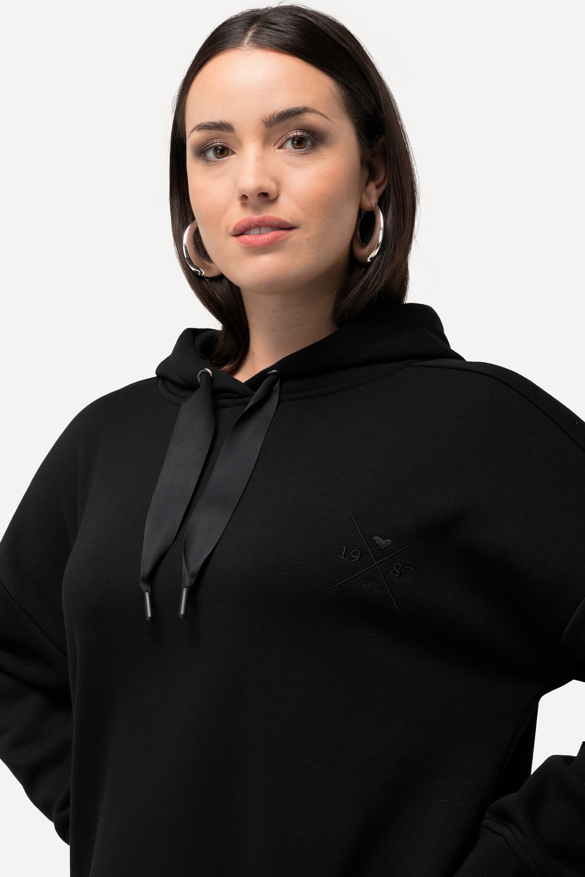 Ulla Popken Damen große Größen Sweatkleid Oversized Kapuze Langarm