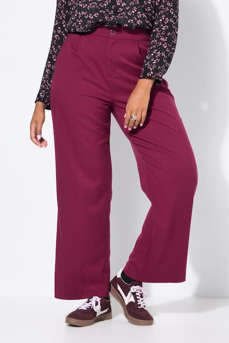 Broek, wijde pijpen, hoge taille, gedeeltelijk elastische tailleband
