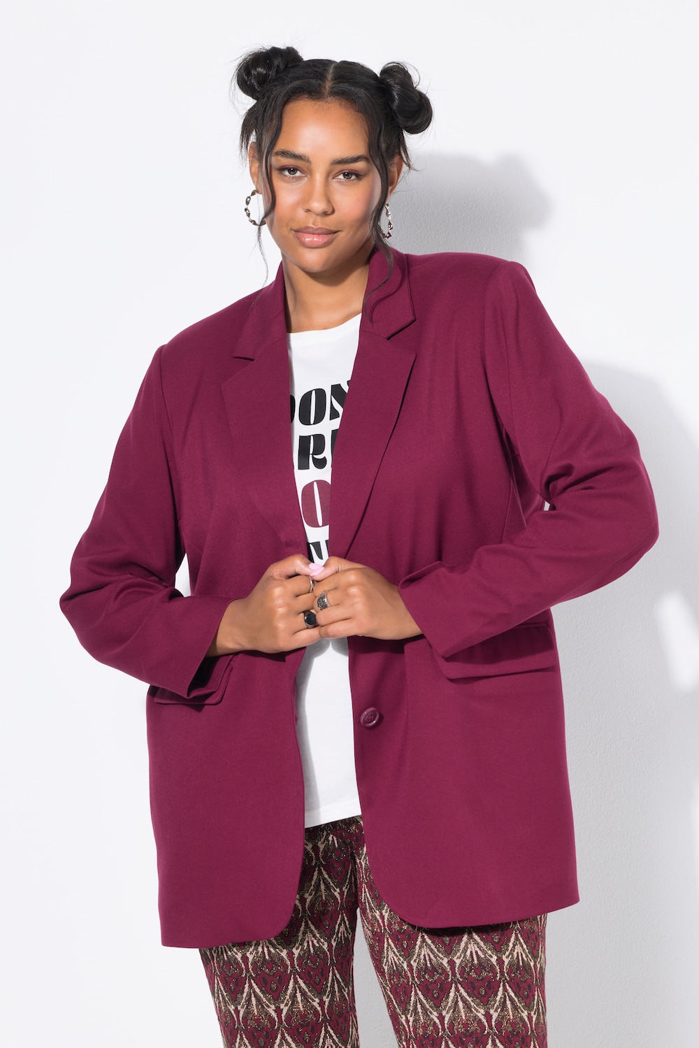 Blazer, oversized, leicht elastisch, einreihig