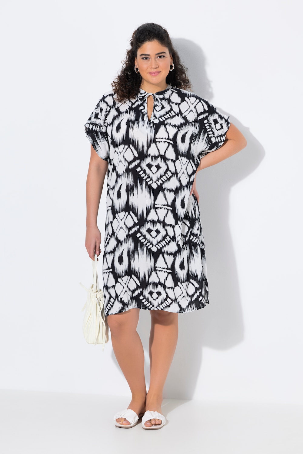 Kleid, Oversized, Tunika-Ausschnitt, Halbarm