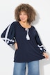 Blouse, borduurwerk, tuniekhals, lange mouwen