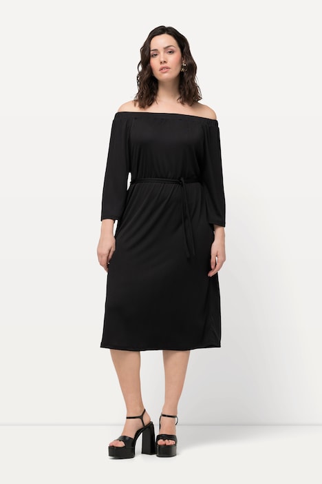 Mini-jurk, structuur jersey, off-shoulder, 3/4-mouwen