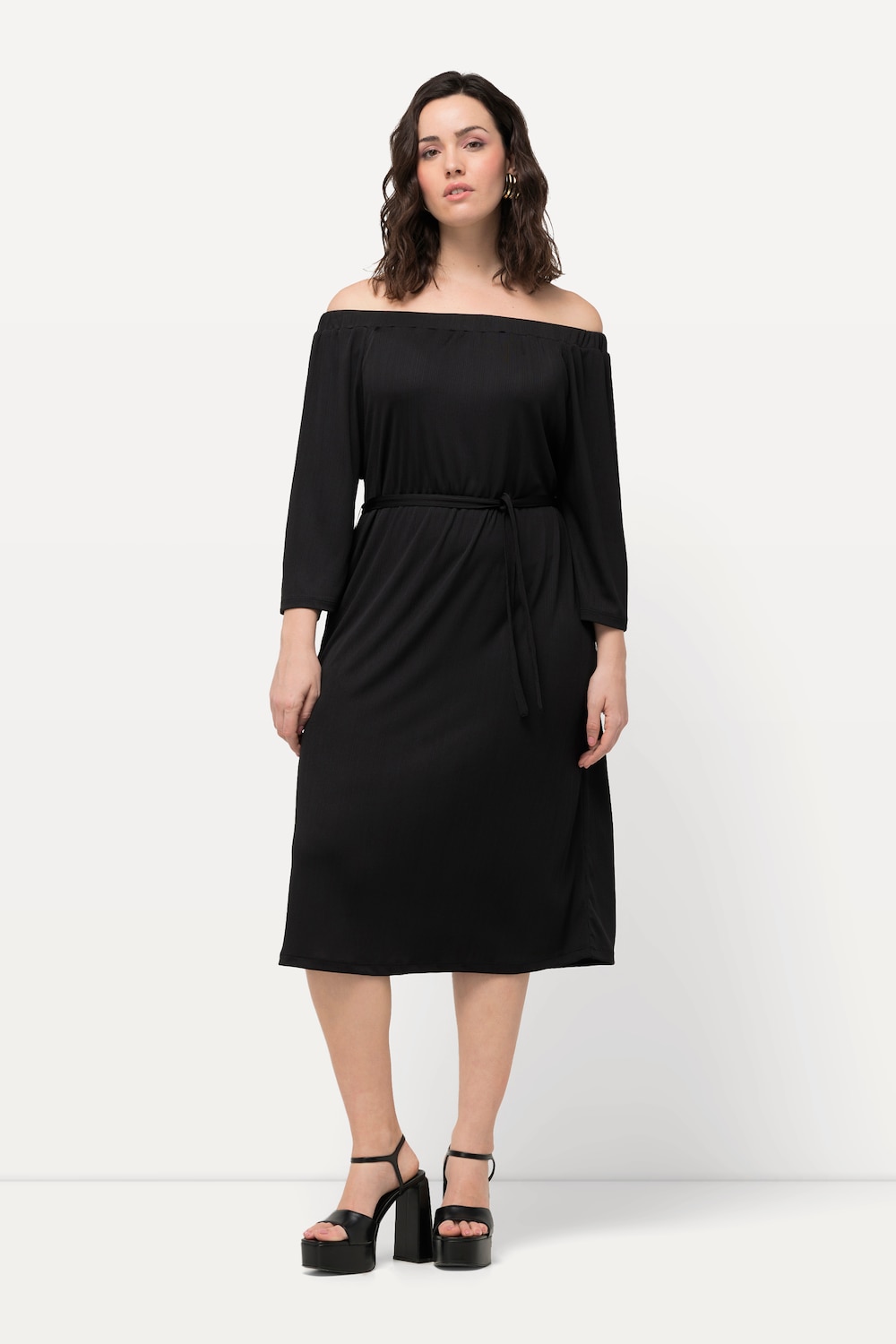 Große Größen Midikleid, Damen, schwarz, Größe: 42/44, Polyester, Ulla Popken