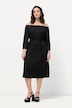 Midikleid, Strukturjersey, schulterfrei, 3/4-Arm