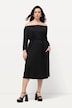 Midikleid, Strukturjersey, schulterfrei, 3/4-Arm