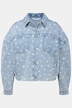 Jeansjacke, short Boxy Shape, Heart Print, cutted Saum