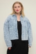 Jeansjacke, short Boxy Shape, Heart Print, cutted Saum