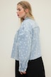 Jeansjacke, short Boxy Shape, Heart Print, cutted Saum