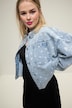 Jeansjacke, short Boxy Shape, Heart Print, cutted Saum